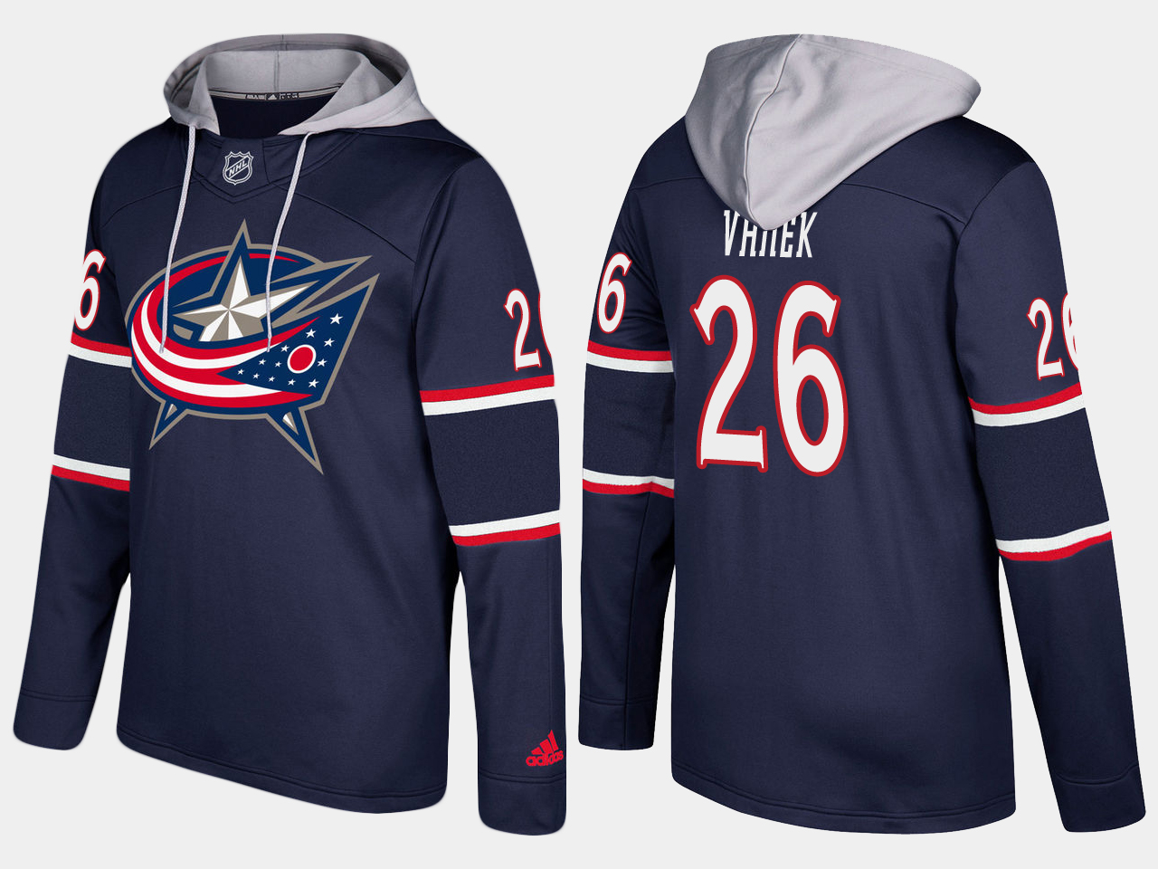 Men NHL Columbus blue jackets #26 thomas vanek navy blue hoodie->columbus blue jackets->NHL Jersey